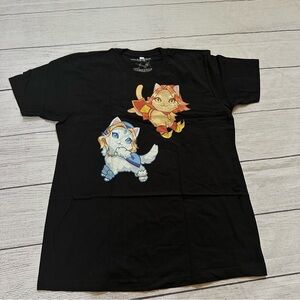 New WeLoveFine Mens XL Steam Crystal Meowdan and Felina Slaypurr Black Tee